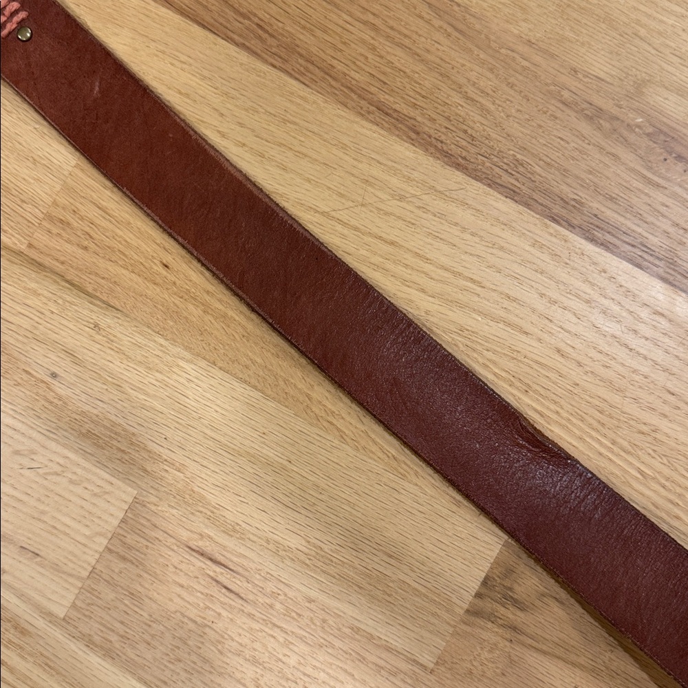 Lucky Brand Embroidered Beaded Boho   Brown Genuine Leather Belt Sz L - Picture 13 of 15